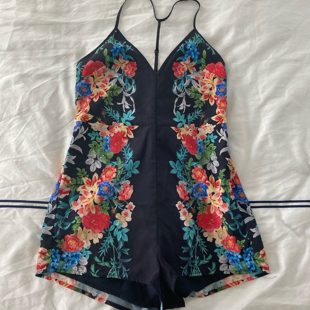 Keepsake Navy & Floral Shorts Romper